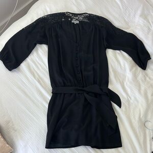Black Lace-Shoulder Mini Dress
